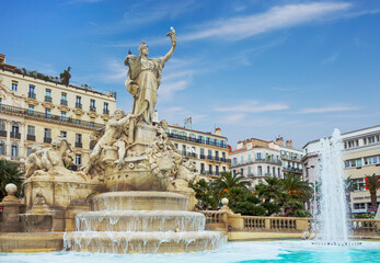 Toulon, France, Tambourine Fountain. This fountain was built in 1839 in honor of a musical instrument popular in the Provence region. - 407145597