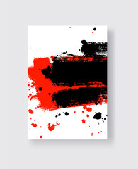 Fototapeta na wymiar Black and Red ink brush stroke on white background. Japanese style.