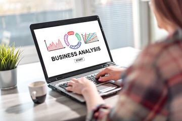 Fototapeta na wymiar Business analysis concept on a laptop screen