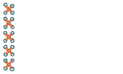 Hand drawn copy space template with colored shoelace in doodle style on white background. Backdrop cartoon vector illustration	