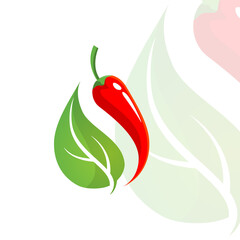 leaf and chili vector logo illustration