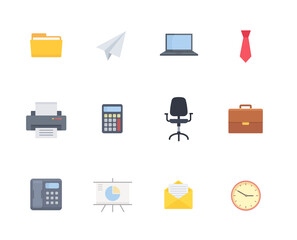 Office icon set in flat style design