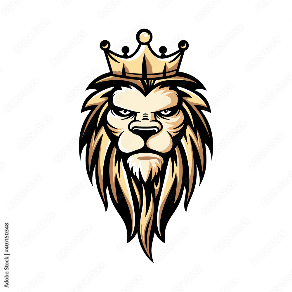 Sticker lion vector illustration logo