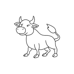 Outline Taurus icon, doodle, black and white illustration. Vector Stock illustration.