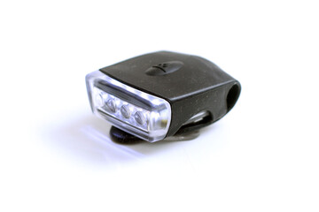 Front bicycle led lamp isolated on white background.