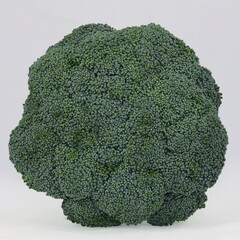 Top of fresh ripe green broccoli, close-up, healthy eating