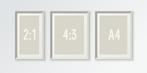 A set of realistic photo frames for placing images. Template for a poster, banner, or ad.