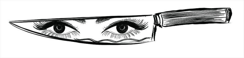 illustration of black and white eye blade knife vintage icon vector
