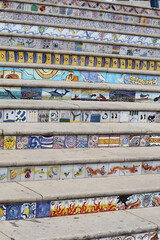 old stairs decorated with mosaic