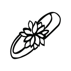 A ring. Black and white illustration. Isolated element on a white background. Vector. Eps 10.