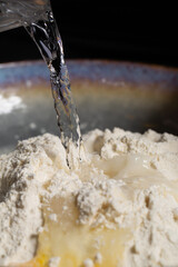 Dough making process by woman