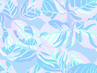 Fototapeta na wymiar Vector Summer Rose Leaves Print. Botanical Illustration. Psychedelic Botavical Motif. Classic Blue and Indigo Lemon Seamless Pattern. Simple Marker Lime. Modern Hand Drawn Background.