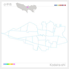 Obraz premium 小平市・Kodaira-shi・白地図（東京都）
