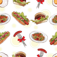 Seamless pattern Food Collection