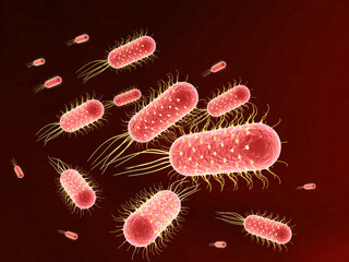 Microscopic view of bacteria. 3d illustration.