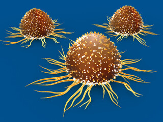 Cancer cells on isolated background. 3d illustration..