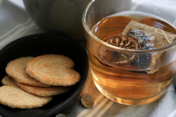 English Tea with Dried Lemon in the afternoon , New Normal, Tea Time by the Window