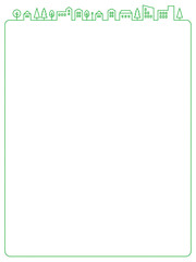 Cityscape line frame 緑のラインの街並みフレーム