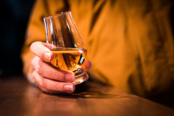 Close up shot a Glencairn whisky glass