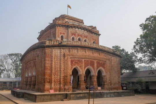 Side View Of Beautiful Kantaji Aka Kantajew Medieval Terracotta Hindu Temple In Kantanagar, Dinajpur District, Bangladesh