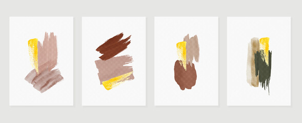 Luxury gold abstract arts background. Wall arts vector. Japanese oriental style abstract arts with gold texture and brush design for wall framed prints, canvas prints, poster, home decor, cover and wa