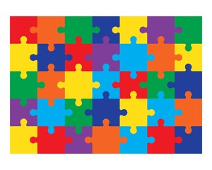 Colorful puzzles grid. Jigsaw puzzle 35 pieces - obrazy, fototapety, plakaty