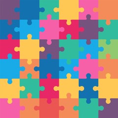 Colorful puzzles grid. Jigsaw puzzle 36 pieces - obrazy, fototapety, plakaty