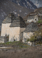 Fototapeta premium Dargavs is the city of the dead. Medieval necropolis in the Caucasus Mountains