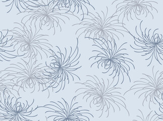 Fototapeta premium Japanese Curve Line Flower Vector Seamless Pattern