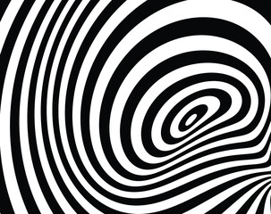  Wave design black and white. Digital image with a psychedelic stripes. Argent base for website, print, basis for banners, wallpapers, business cards, brochure, banner. Line art optical 
