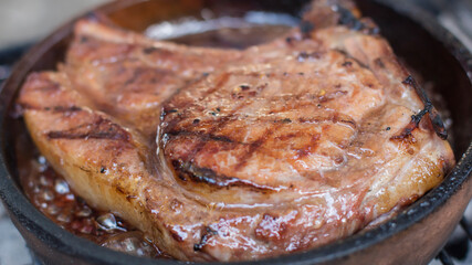 grilled pork in a crock-pan