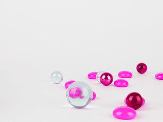abstract background, balls transparent and pink as abstract background