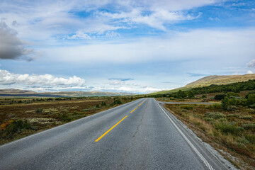 small littele lonely road in the nowhereof norway