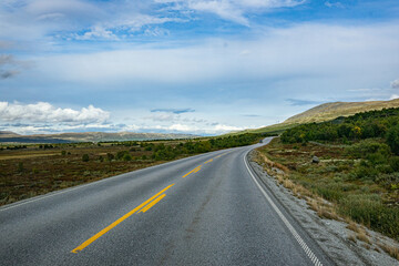 small littele lonely road in the nowhereof norway