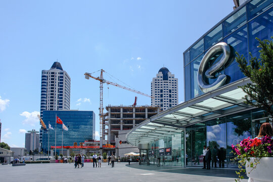 ISTANBUL, TURKEY - JULY 17: Levent district is a rapidly-developing business and finance area of Istanbul with highrises and shopping malls. Taken on July 17, 2018