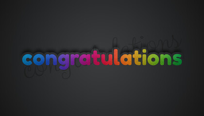 Congratulations Lettering - Colorful Textured 3D Illustration With Shadows - Isolated On Gray Gradient Background