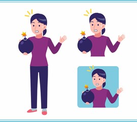 Young woman dressed in purple