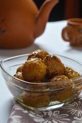 Cilok is balls prepared with a base of tapioca flour. Whether boiled or fried, cilok balls are typically accompanied by a sweet peanut sauce or spicy sauces based on ketchup and kecap manis. 