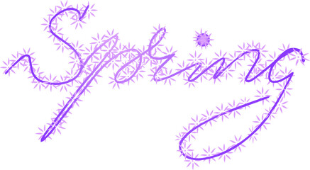 the written word spring in purple on a floral background