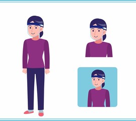 Young woman dressed in purple