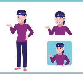 Young woman dressed in purple