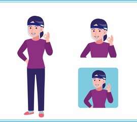 Young woman dressed in purple