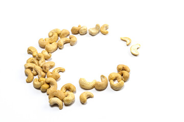 Frame of cashew nuts, natural vegetarian protein. Place for text