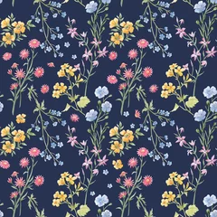 Gardinen Blumen Muster  Beautiful seamless floral pattern with watercolor gentle spring flowers. Stock illustration.  © zenina