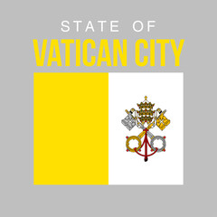 illustration festive banner with state flag of The state of Vatican City. Card with flag and coat of arms Happy state of Vatican City Day 2021. picture banner February 11 of foundation day