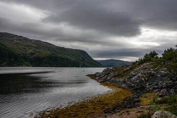 Fototapeta na wymiar View into a fjord in Norway