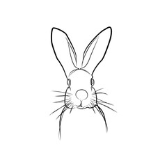 Rabbit in one line. Black line vector illustration on white background