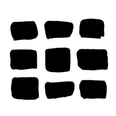 Vector illustration: hand drawn black paint strokes and rectangles on white background