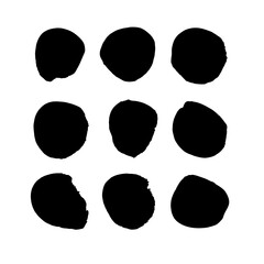Vector illustration: hand drawn black paint strokes and circles on white background
