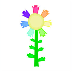 Vector flower seven-color icon isolated on white background. Simple modern flat illustration. Rainbow colors. Learning for children.